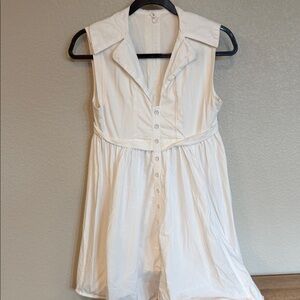 Classic White Button-Front Sleeveless Dress